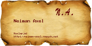 Neiman Axel névjegykártya